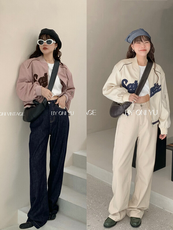 [ONIVINTAGE Ernie] Korean version embroidered loose baseball jacket short coat OH226Q5361