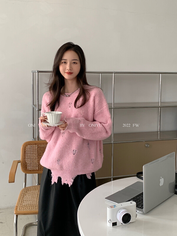 [ONIVINTAGE] Sweater with hole design OW226M6148