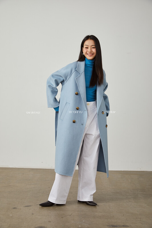 [ONIVINTAGE Ernie] Large lapel cashmere long coat coat (with waist rope) OW226Y6127