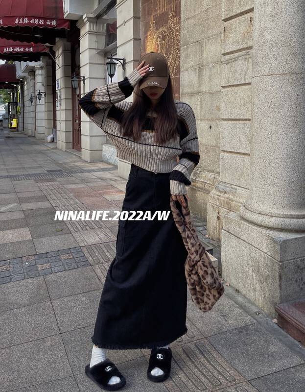 Autumn on the new![NINA LIFE] Dress design sense high waist skirt 6372 # ZXL