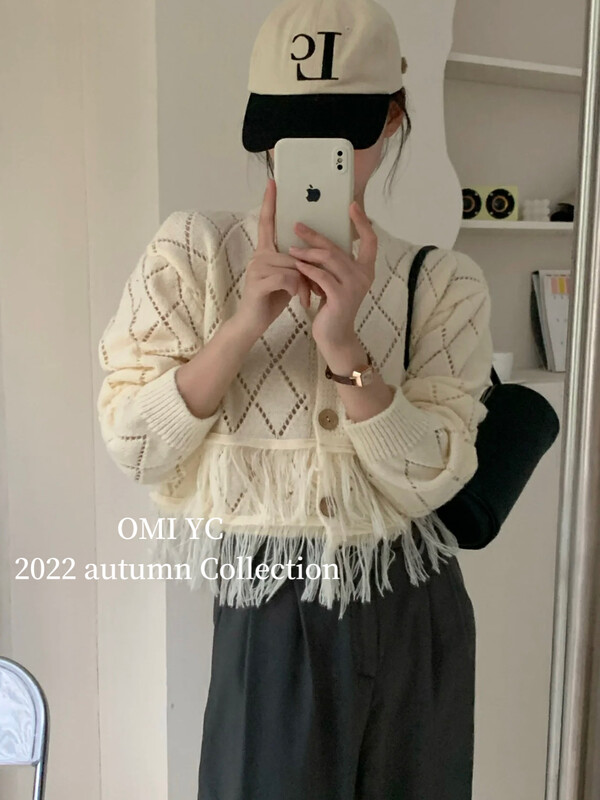 [O MI] Short tassel sweater sweater 23388