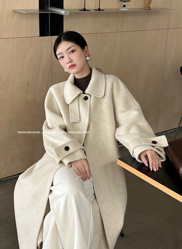 [YOOMINI] Korean fashion single-breasted coat (10% camel wool 5% rabbit wool 55% wool) D16100-K # WPL