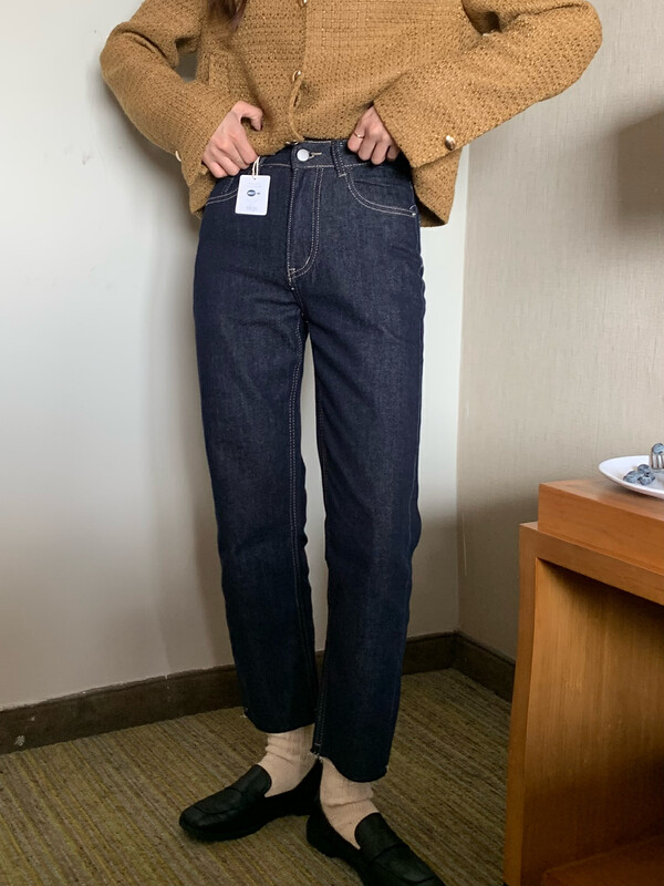 New autumn style! [MEET ME] Elastic Korean washed jeans 61338 # L