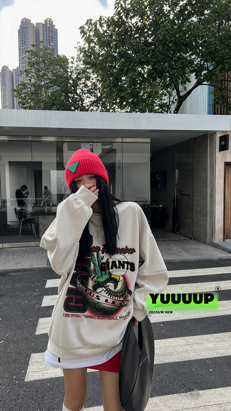 [FISH YU] American Vintage Print Baseball Letter Embroidery Composite Fabric Swedie 622606