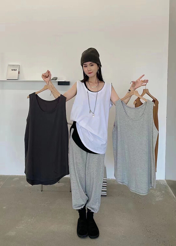 Autumn on the new![Yuan Xi] Smooth-washed solid color versatile vest / sling 7120 # LSL