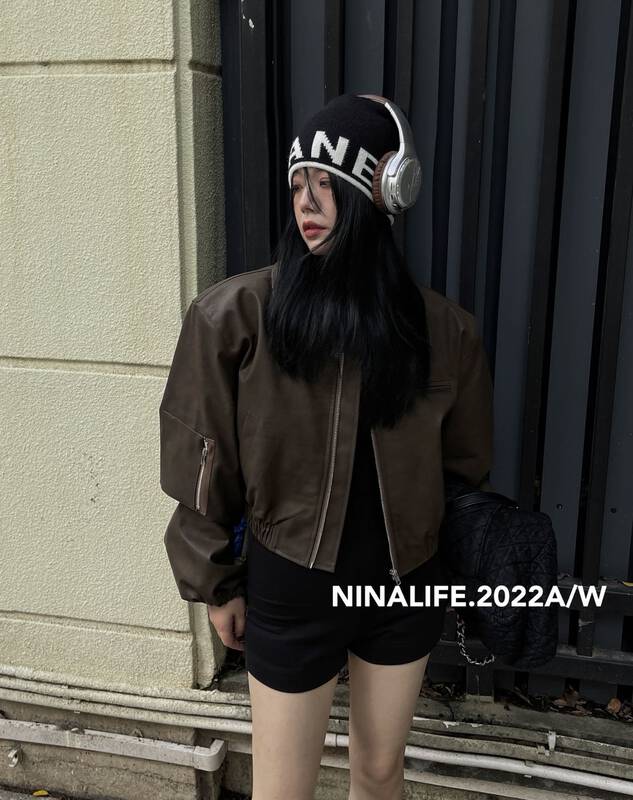 Autumn on the new![NINA LIFE] Fashion Joker Zip Leather Dress 6358 # ZXL