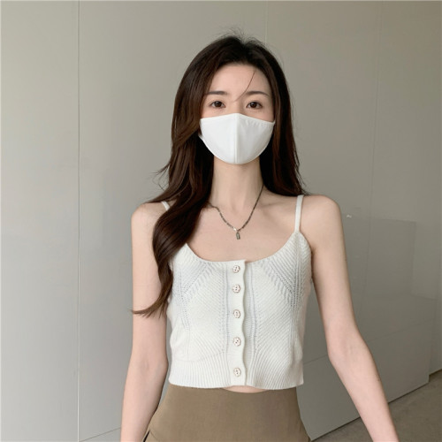 2022 New Early Autumn Women's Dress Korean Versatile Small Strap Vest Wearing Short Knitted Bra Top