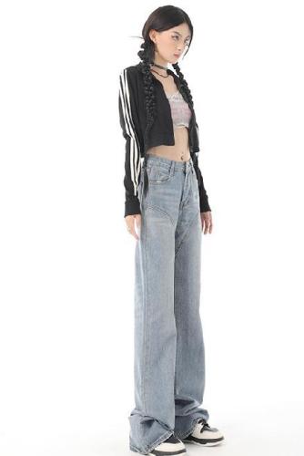 Real time classic retro patchwork flare pants Korean Erni lengthening&regular
