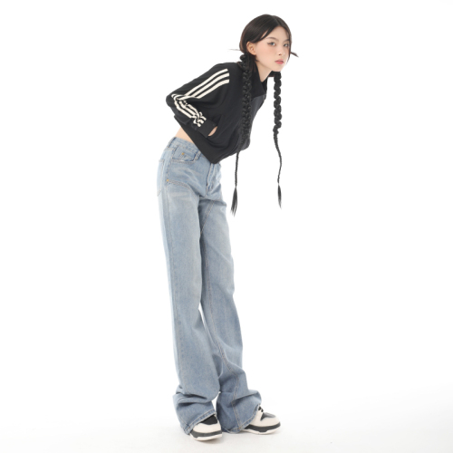Real time classic retro patchwork flare pants Korean Erni lengthening&regular