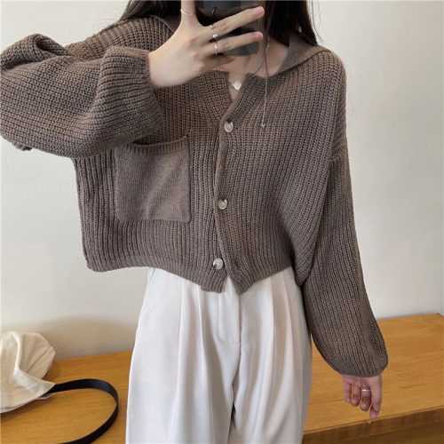 Real price Korean version of students loose long-sleeved sweater sweater short sweater cardigan