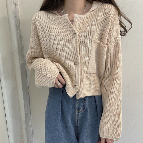 Real price Korean version of students loose long-sleeved sweater sweater short sweater cardigan