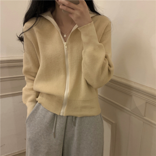 Real shot real price sweater coat lazy wind knit zipper cardigan top