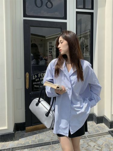 Real Price Autumn New Korean Style Casual Lazy Loose Versatile Double Pocket Mid-Length Shirt Women