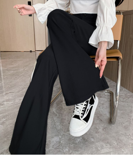 Gray suit pants women's spring and autumn new high-quality slim-fit horseshoe pants are thin and high-waisted casual micro-flare pants