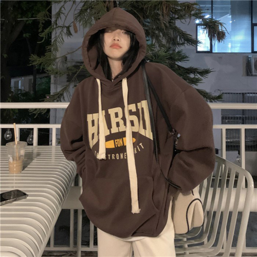 190g sweater plus fat large size sweater women's new autumn and winter American retro loose printing