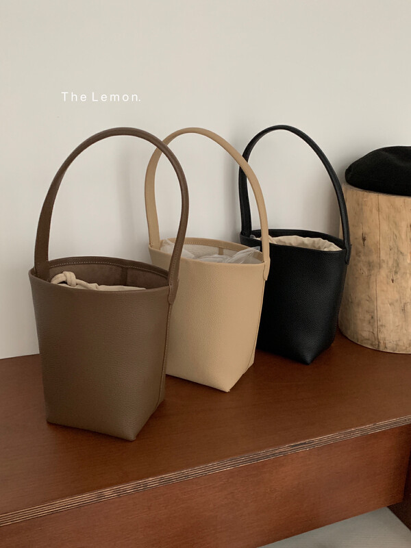 [Lemon Green Tea] New Simple High-End Tote Bucket Bag Handbag TM-037