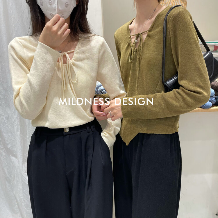 New in early autumn! [MILDNESS] Loose knitted sweater with niche design 8906# FHX