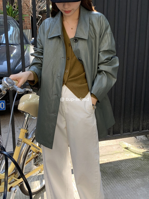 Original price 178.99! New in autumn! [6-UP] Korean version of simple pu leather jacket 69008# CQW