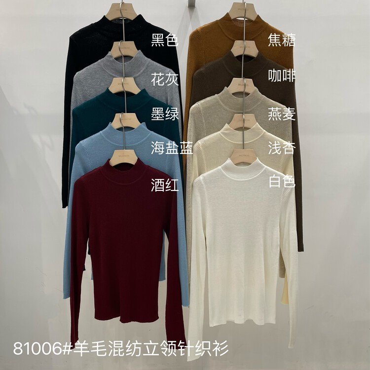 New in autumn!【MILDNESS】Fashion simple and versatile stand-up collar pullover sweater 81006# FHX
