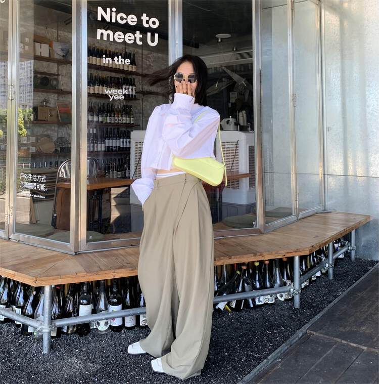 【UNITY】Simple OL texture loose wide leg high waist trousers casual pants YS1-Q26002# CQW