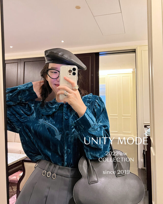 【UNITY】Winter new design corduroy commuter temperament women's top shirt F281019# CQW
