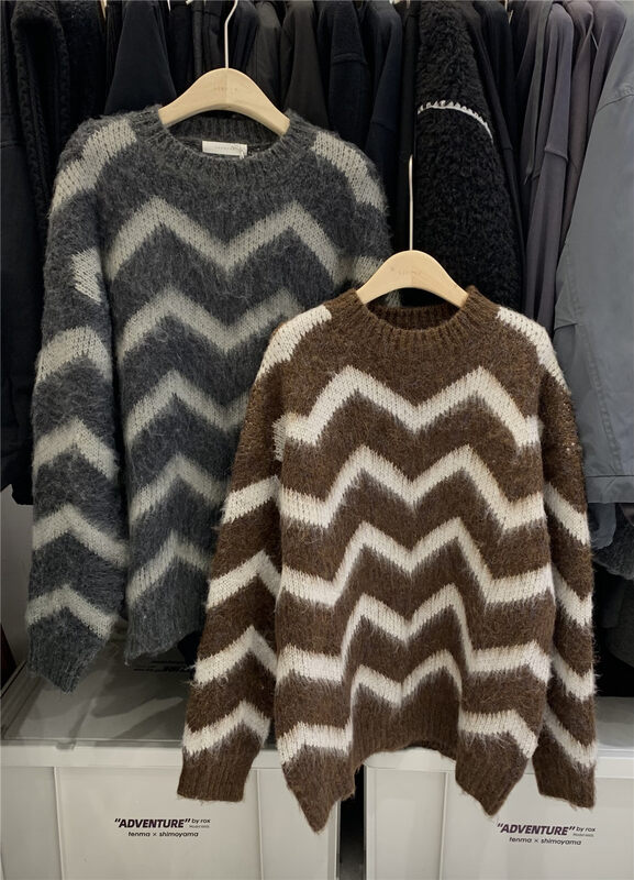 New for winter!  【SANBARA】Round Neck Colorblock Loose Thermal Sweater 67971# LSW