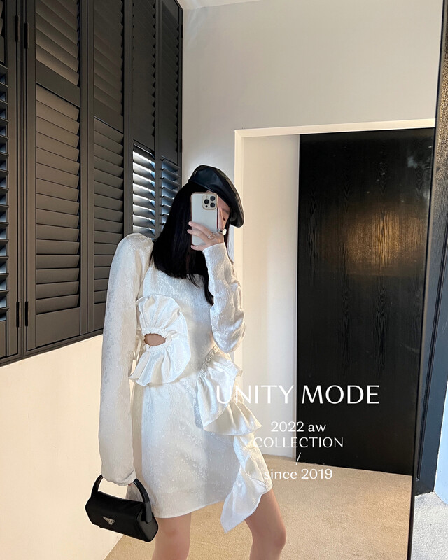 Original price 146.51! [UNITY] Hollow out niche design flounce dress Q37001# CQW