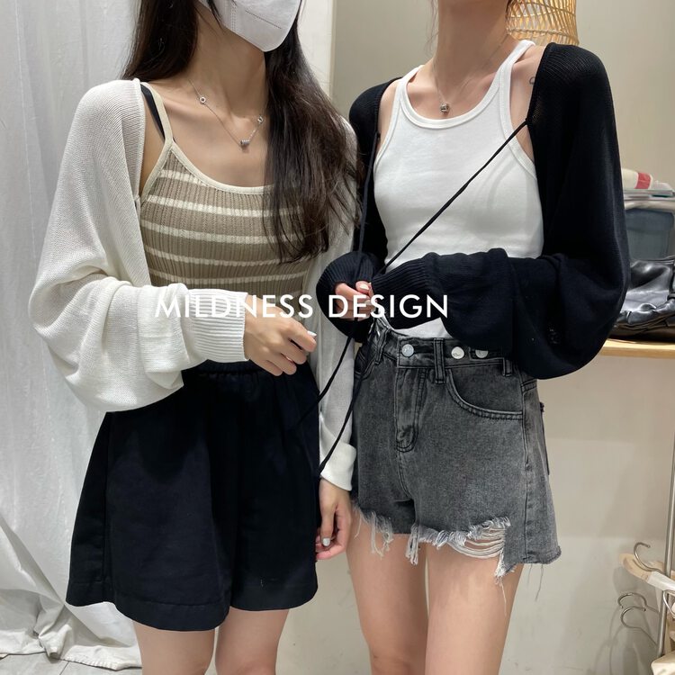 【MILDNESS】Nice Design Knitted Short Sunscreen Shirt 5617# FHX
