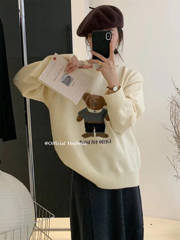 New in winter! [HEY BELLA] round neck loose pullover comfortable warm sweater B9668# L