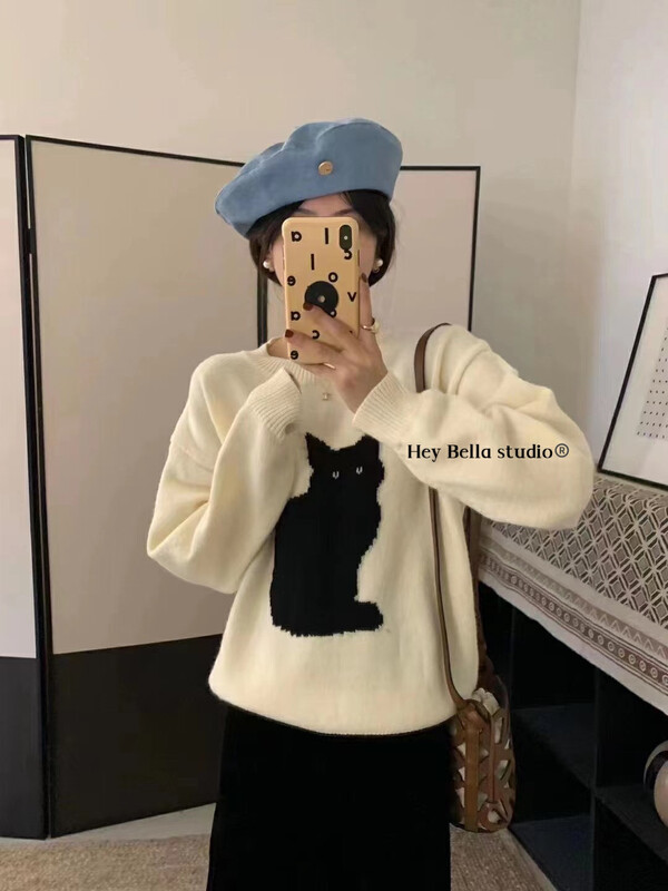 New in autumn!【HEY BELLA】Korean version all-match long-sleeved warm sweater B5398# L