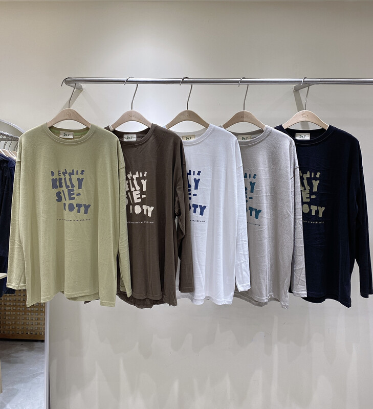 【DA.7】Letter Print Versatile Long Sleeve T-Shirt 3273-# LSL