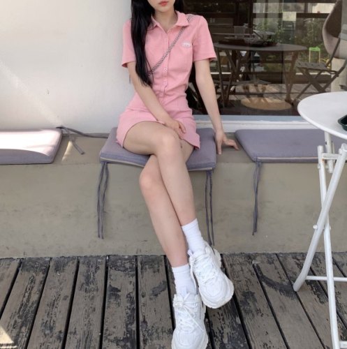 Sister Pure Desire reports small white dress female Korean style waist-reducing age polo short skirt summer