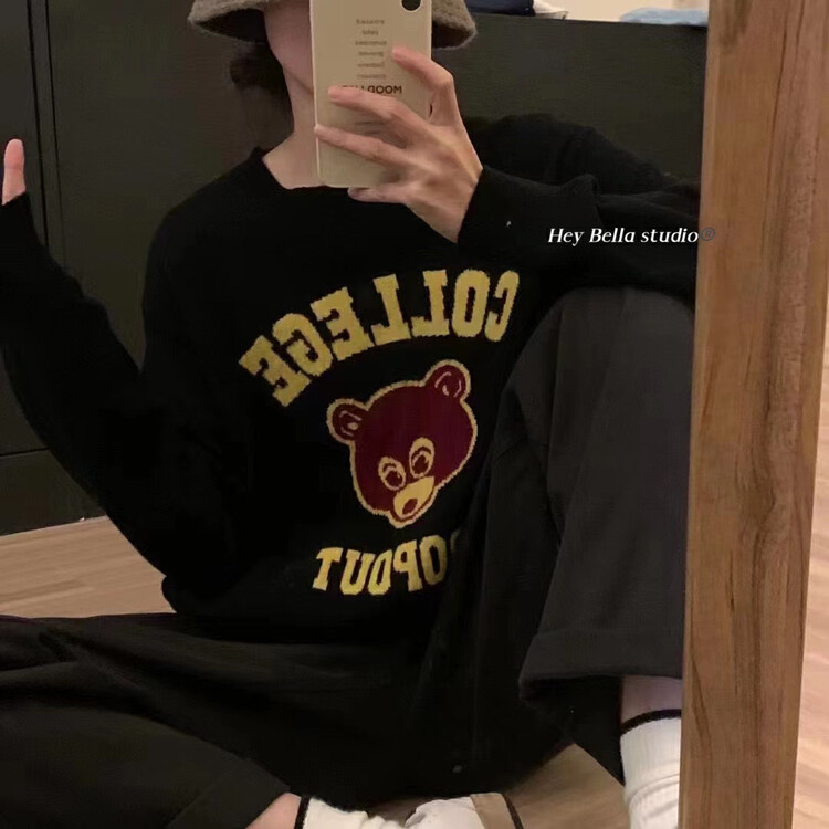 New in winter!【HEY BELLA】letter bear pullover warm sweater 9652# L