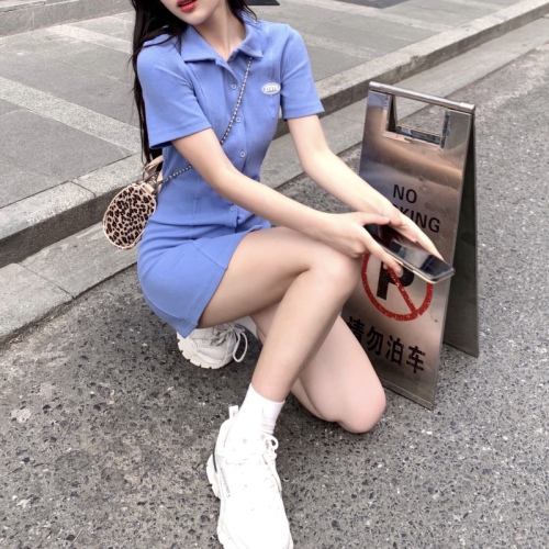 Sister Pure Desire reports small white dress female Korean style waist-reducing age polo short skirt summer