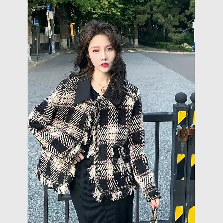 【L.L STUDIO】French Plaid Single Breasted Small Fragrance Short Jacket 78180# PCZ
