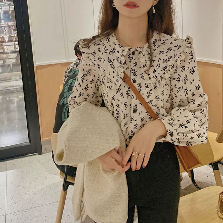【L.L STUDIO】French Doll Collar Floral Shirt 78188# PCZ