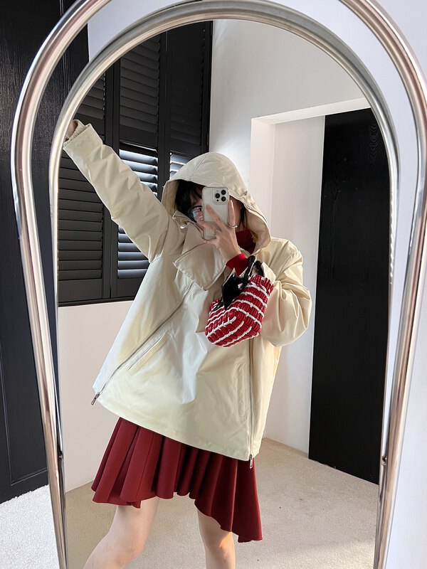 【UNITY】Warm niche casual design winter hooded jacket women's down jacket F281033# CQW
