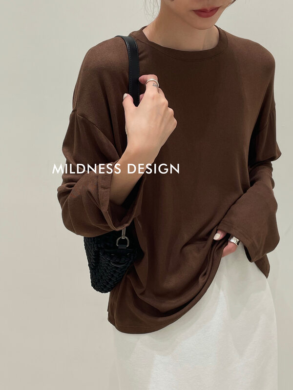 New in early autumn! [MILDNESS] solid color all-match casual long-sleeved T-shirt A065# FHX