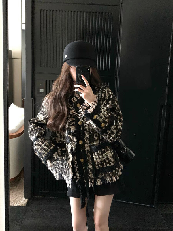 New in winter! [BY] Heavy Industry Black Gold Woven Tassel Small Fragrance Short Jacket 0216# HJY