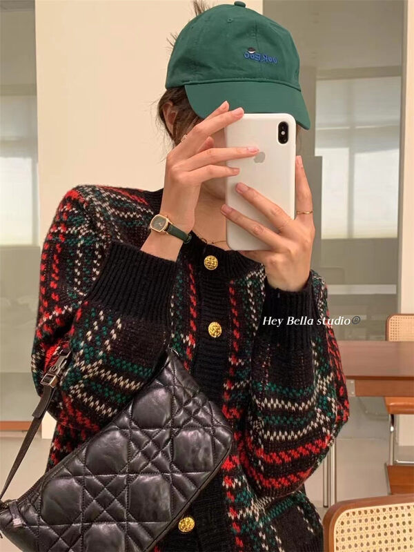 New in winter! [HEY BELLA] Retro color-blocking comfortable warm sweater B9657# L