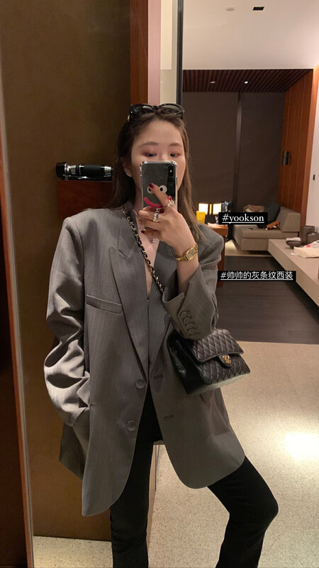 New in autumn! [BY] Irregular cut gun lapel twill suit 0299# HJY