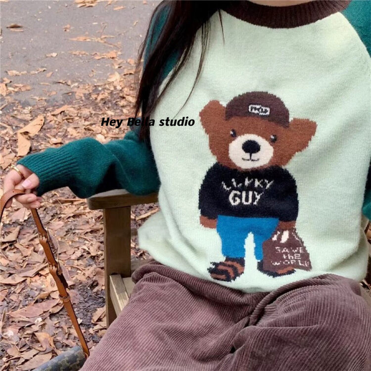 New in autumn! [HEY BELLA] pullover round neck comfortable all-match warm sweater 9396# L