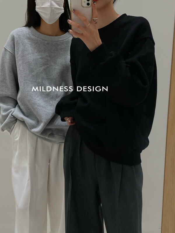 【MILDNESS】Korean fleece round neck sweater B655