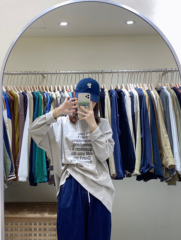 [DA.7] Letter Print Loose Long Sleeve T-Shirt 3275# LSL