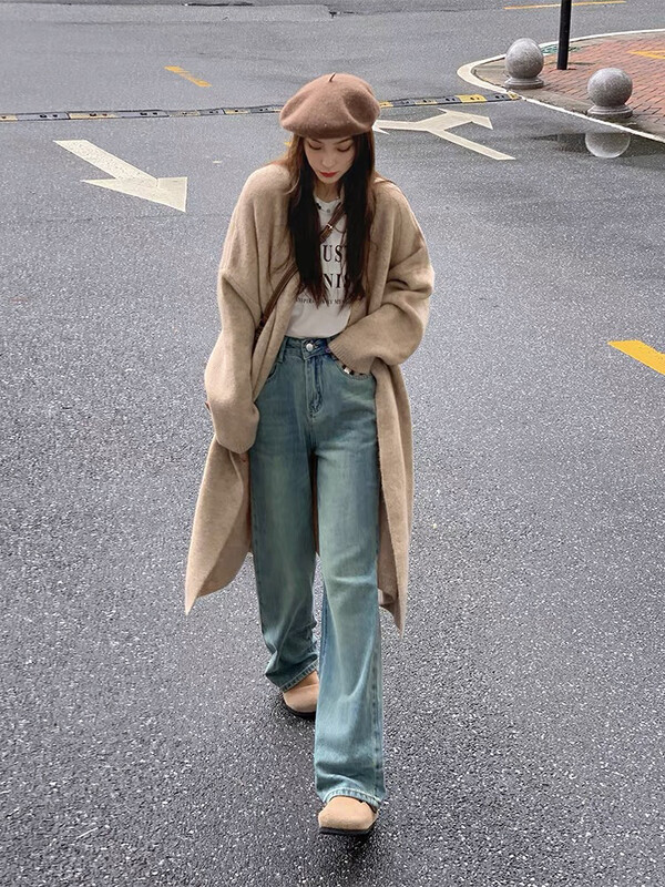 New in autumn! [BY] Loose Korean style straight mid-length warm sweater 7860# CL