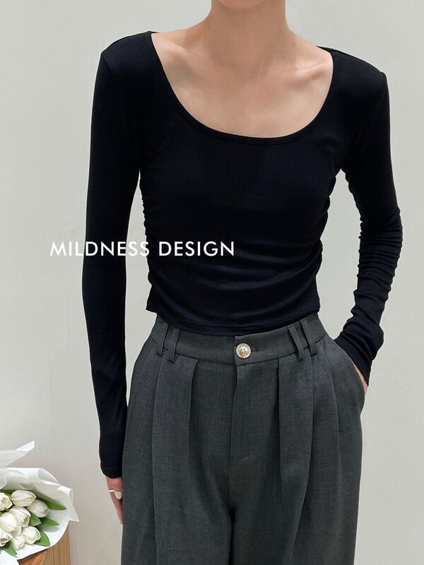 【MILDNESS】Square Collar Slim Muscle Bottoming Shirt Bottoming Shirt A051# FHX