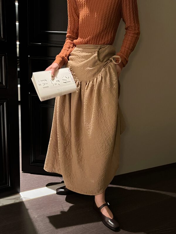 【UNITY】Fall and winter French commuter temperament bandage high waist skirt Q28005# CQW