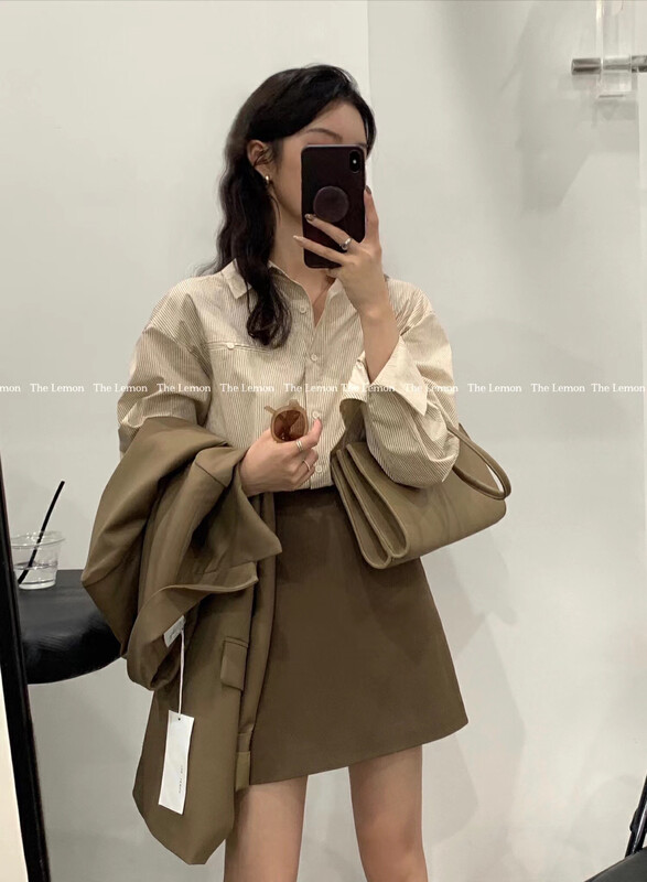 [Lemon Green Tea] Korean Simple Design Loose Shirt 2399