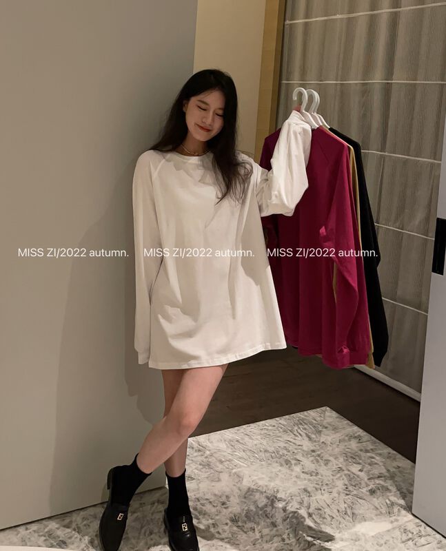 Original price 77.83! [MISS ZI] Autumn casual all-match solid color long-sleeved T-shirt 3236# CQW