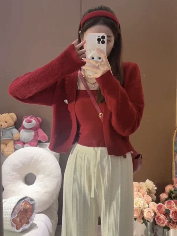 New in winter! [L.L STUDIO] Comfortable and simple knitted cardigan + versatile vest suit 78178# PCZ